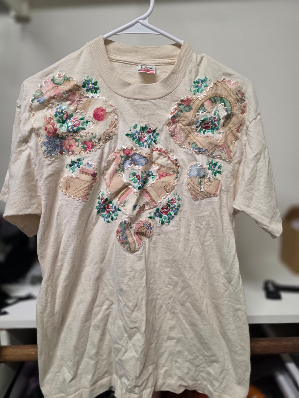 Vintage Cream Floral Patchwork Womens' Tee